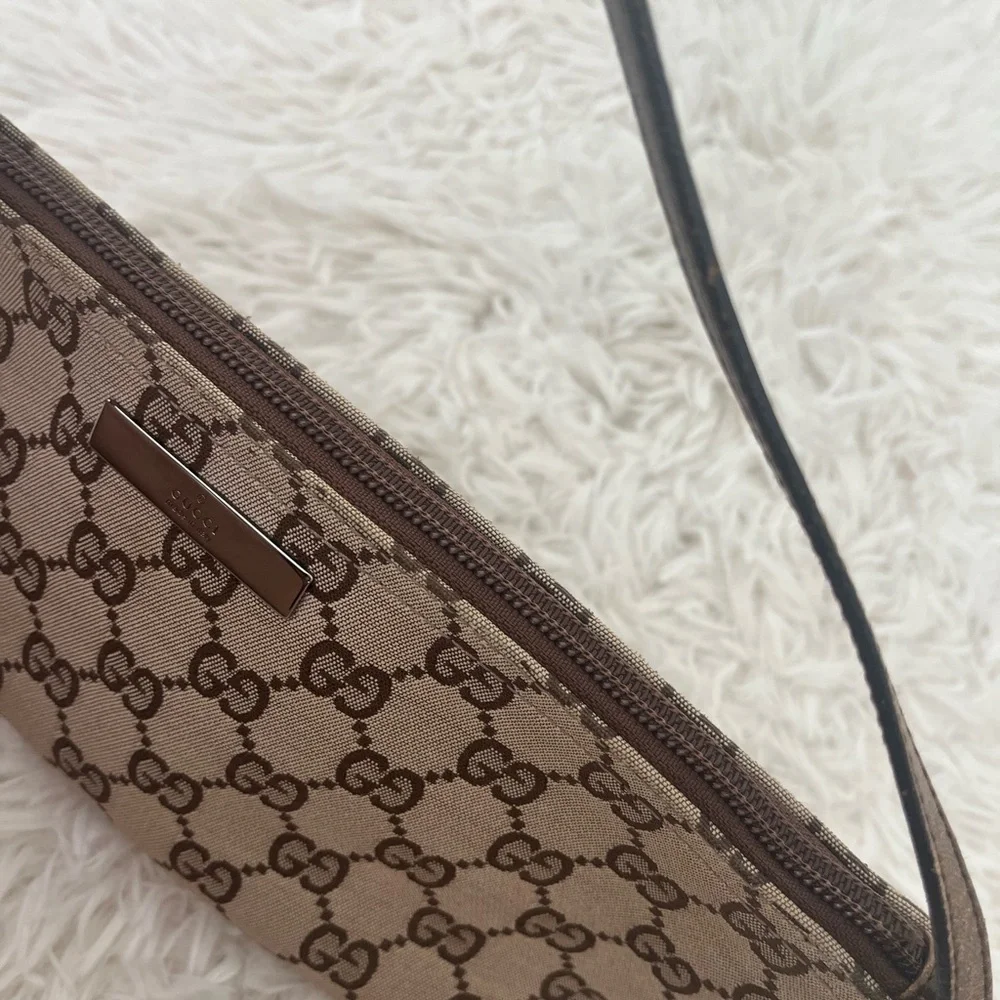 Gucci Beige Brown GG Canvas Clutch Wristlet